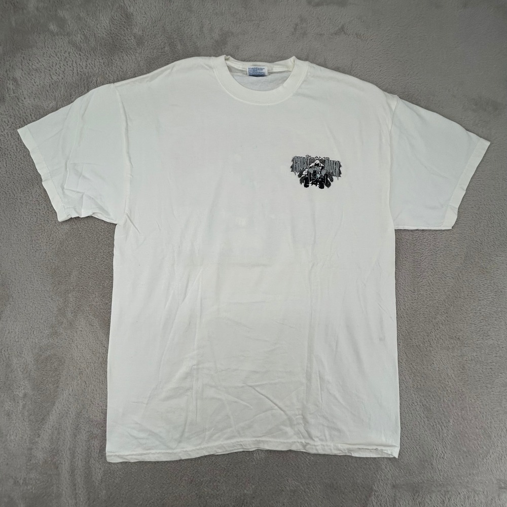 Hanes Mens Dune Digger Glamis T-Shirt Large White Preowned Graphic Tee 1800